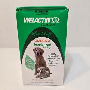 Welactin Omega-3 Supplement for Dogs 120 Softgels Capsules Exp 01/28
